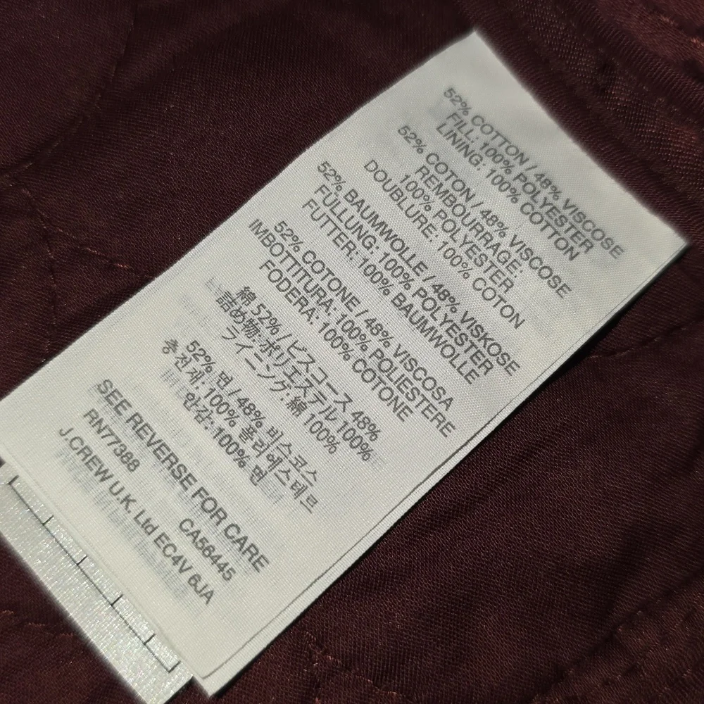 J.CREW Classic Burgundy Wine Quilted Jacket Size XS - Picture 6 of 11